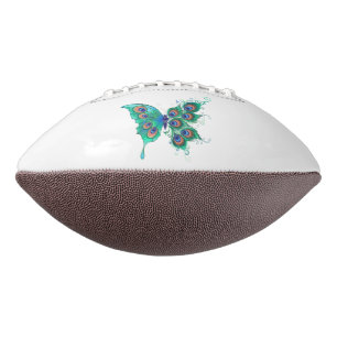 Butterfly met Green Peacock Feathers American Football