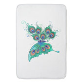 Butterfly met Green Peacock Feathers Badmat (Voorkant Verticaal)