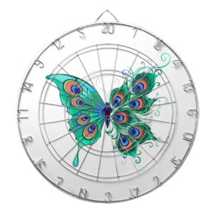 Butterfly met Green Peacock Feathers Dartbord