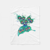 Butterfly met Green Peacock Feathers Fleece Deken (Voorkant)