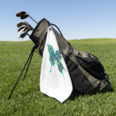 Butterfly met Green Peacock Feathers Golfhanddoek (Groen)