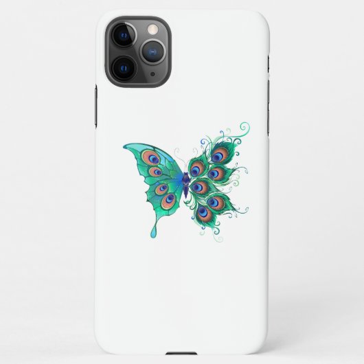 Butterfly met Green Peacock Feathers iPhone Hoesje (Achterkant)