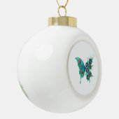 Butterfly met Green Peacock Feathers Keramische Bal Ornament (Links)