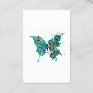 Butterfly met Green Peacock Feathers Klantenkaartje