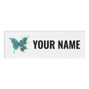 Butterfly met Green Peacock Feathers Naambadge