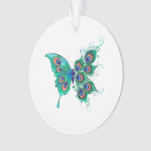 Butterfly met Green Peacock Feathers Ornament (voorkant)