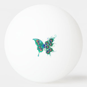 Butterfly met Green Peacock Feathers Pingpongballen