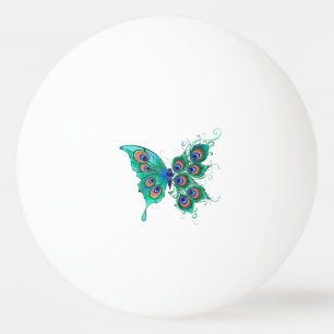 Butterfly met Green Peacock Feathers Pingpongballen