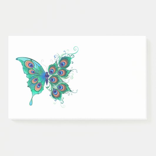 Butterfly met Green Peacock Feathers Post-it® Notes (Voorkant)