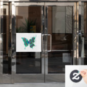 Butterfly met Green Peacock Feathers Raamsticker (Kantoordeur)