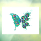 Butterfly met Green Peacock Feathers Raamsticker (Vel 3)