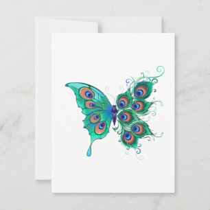 Butterfly met Green Peacock Feathers Save The Date