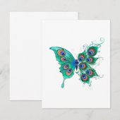 Butterfly met Green Peacock Feathers Save The Date (Voorkant / Achterkant)
