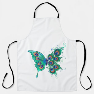 Butterfly met Green Peacock Feathers Schort