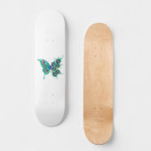 Butterfly met Green Peacock Feathers Skateboard (Voorkant)