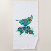 Butterfly met Green Peacock Feathers Strandlaken (Voorkant)