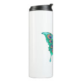 Butterfly met Green Peacock Feathers Thermosbeker (Gedraaid links)