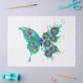 Butterfly met Green Peacock Feathers Tissuepapier (Craft)