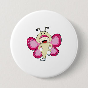 Butterfly met kostuum ronde button 7,6 cm