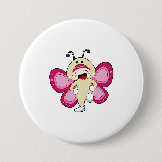 Butterfly met kostuum ronde button 7,6 cm (Voorkant)