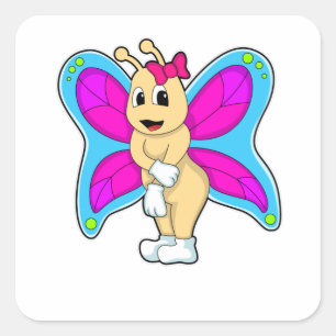 Butterfly met lint vierkante sticker