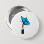 Butterfly met lipstick ronde button 7,6 cm (Voorkant /achterkant)