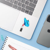 Butterfly met lipstick sticker (Laptop met iPhone)