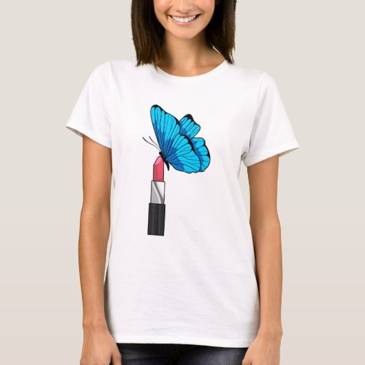 Butterfly met lipstick t-shirt (Voorkant)