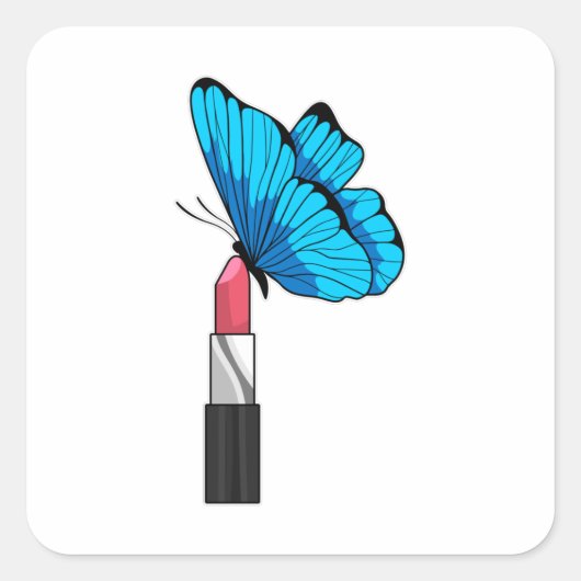 Butterfly met lipstick vierkante sticker (Voorkant)