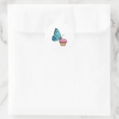 Butterfly met Muffin Ronde Sticker (Tas)