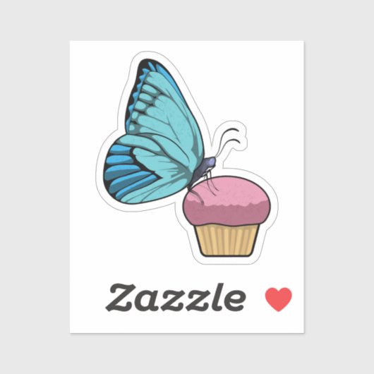 Butterfly met Muffin Sticker (Vel)