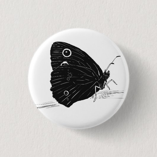 Butterfly Monochrome Ronde Button 3,2 Cm (Voorkant)