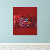 Butterfly Moon Drawstring Backpack Canvas Afdruk (Insitu (Houten vloer))