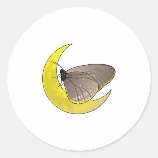 Butterfly Moon Ronde Sticker (Voorkant)