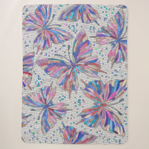 Butterfly Mosaic Pattern - pastels Sherpa Deken