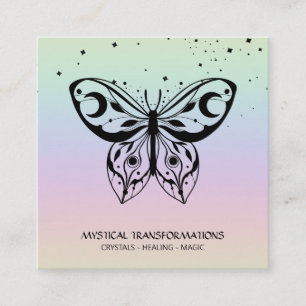 *~* Butterfly Moth Magic Boho Universe Rainbow Vierkante Visitekaartje