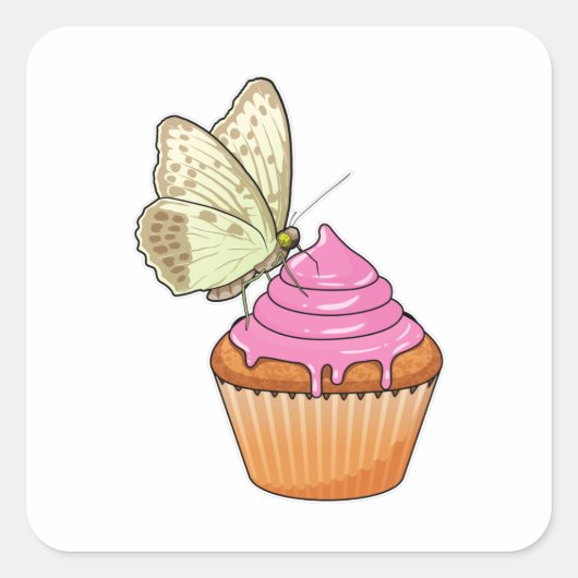 Butterfly Muffin Vierkante Sticker (Voorkant)