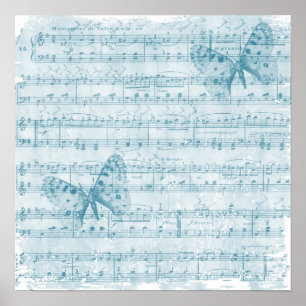 Butterfly Musical Romance Blue Poster