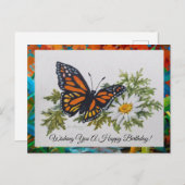 Butterfly 'n Daisy Briefkaart Groet (Voorkant / Achterkant)