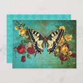 Butterfly n Rozen Briefkaart (Voorkant / Achterkant)