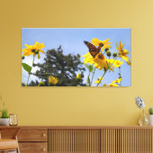 Butterfly N Sunflower Wrapping Canvas Afdruk (Insitu (Woonkamer))