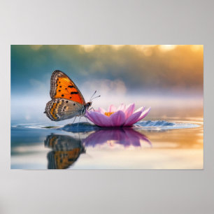Butterfly Natuur Kleurrijke Wildlife Serene Flower Poster