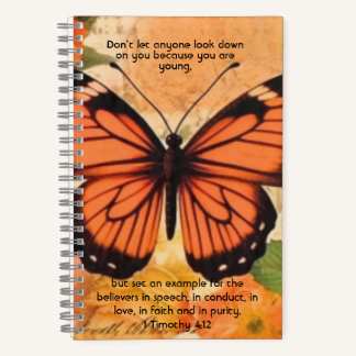 Butterfly Notebook 1 Timothy 4:12 Notitieboek
