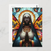 Butterfly Nun Glas in lood Briefkaart (Voorkant / Achterkant)