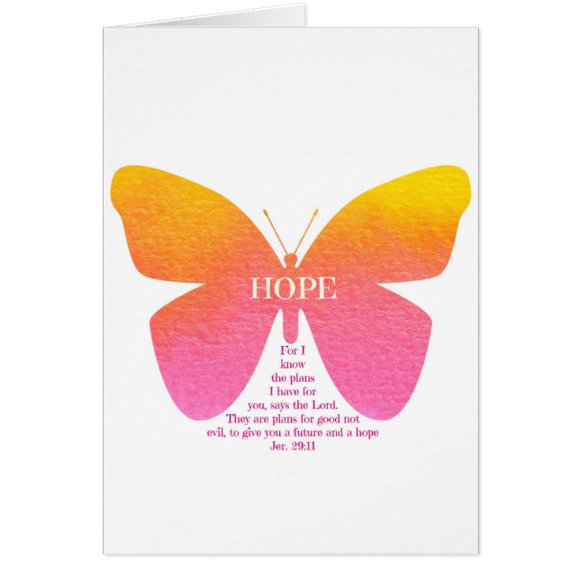 Butterfly of Hope met Jeremiah 29:11 (Voorkant)
