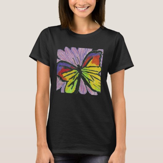 Butterfly on a Flower Hand Drawn T-shirt (Voorkant)
