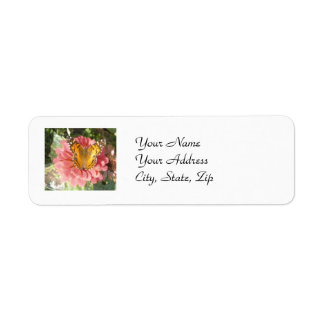 Butterfly on a Pink Zinnia Etiket