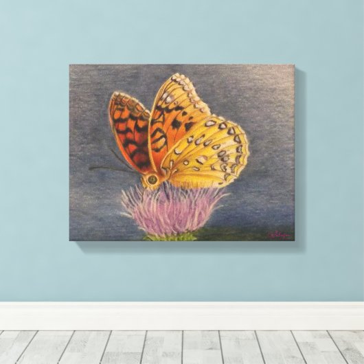 Butterfly on a Thistle Canvas Afdruk (Insitu (Houten vloer))