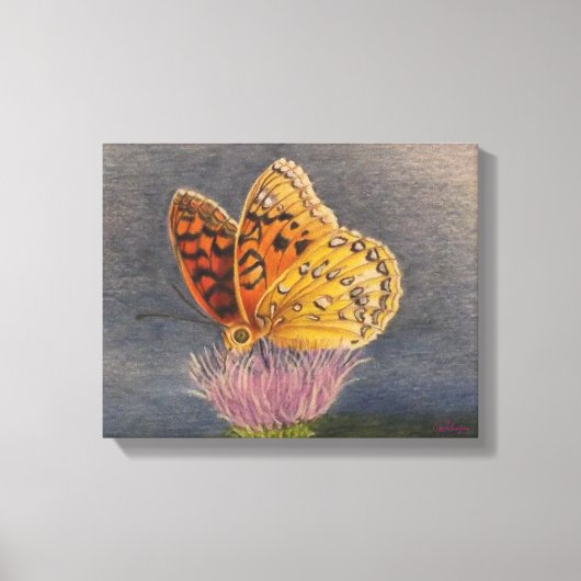 Butterfly on a Thistle Canvas Afdruk (Voorkant)