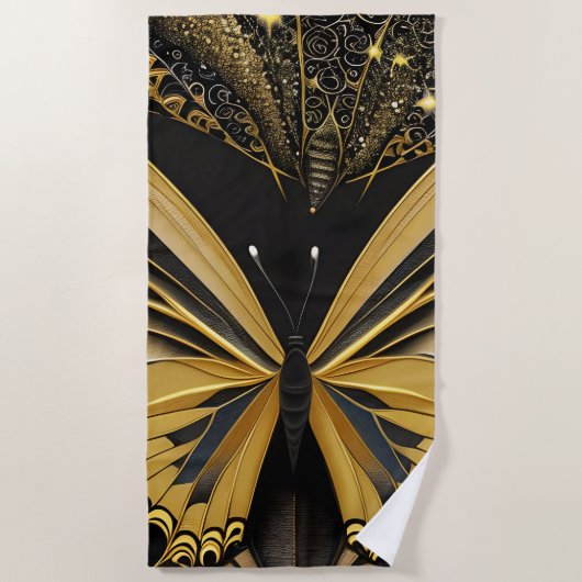 Butterfly on Black Strandlaken (Voorkant)